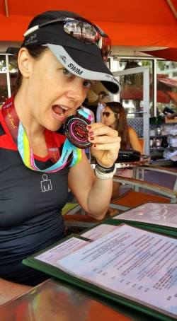 Celebrating after South Beach Triathlon Olympic Distance - April 2015
